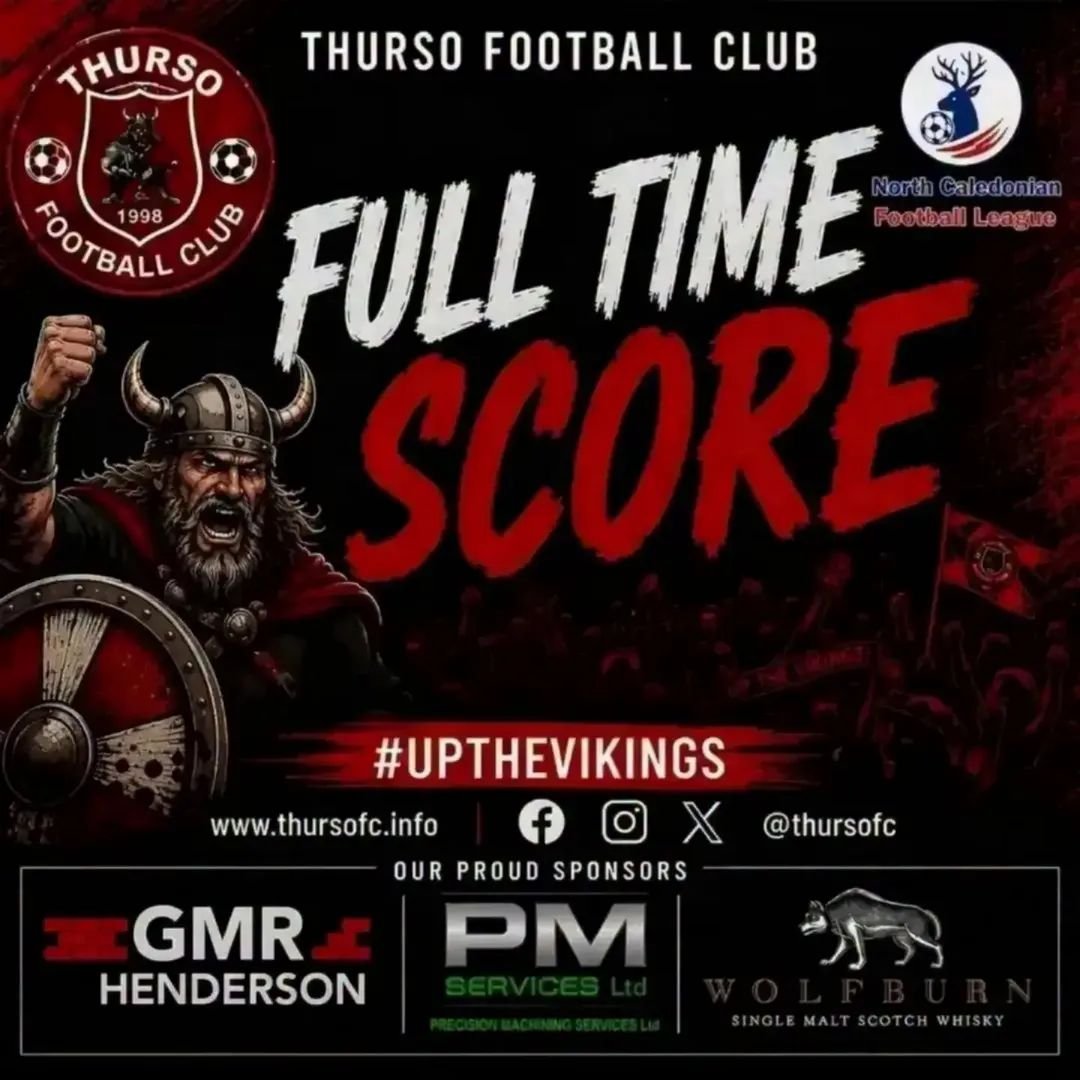 ThursoFC's tweet photo. Full time - Thurso 4-2 Fort William. Sean Campbell, Owen Bain, Andy Brims and Jay Foubister #TFC #Vikings #NCFL https://t.co/bRxC8TCocG