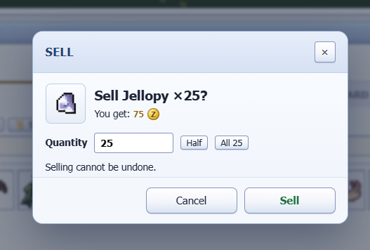 Xbenzo62's tweet photo. Time to turn loot into Zeny! 💰 Sold 25 Jellopies and walked away with 75 Zeny. Not the biggest payday, but hey, every little profit helps the grind. Keep farming, keep selling, and keep pushing toward stronger gear. 😤🔥 #IdleRO #IdleROGame https://t.co/tQdT2XKNfT