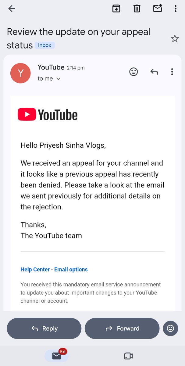 priyeshhind's tweet photo. Hello YouTube Team, I keep receiving the same automated response saying that my previous appeal was recently denied. However, I believe my case needs a genuine human review 🙏
@TeamYouTube @YouTubeIndia

https://t.co/LjhZcD2nTJ

@TeamYouTube @YouTube @YouTubeCreators https://t.co/TZOm50rBYB