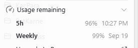 kizildagcenk's tweet photo. Haven’t even opened ChatGPT today and my usage is already down… Is it answering questions in its sleep or what? 🙃 @thsottiaux https://t.co/c6TFLCZ7fb