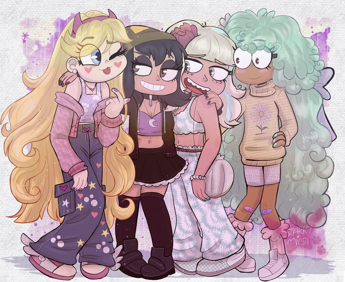 StarryMyst's tweet photo. My Svtfoe au redesigns of the girls 💓 Star, Janna, Jackie and Kelly 
#starvstheforcesofevil #svtfoe #fanartㅤㅤㅤ #starbutterfly #jannaordonia #jackielynnthomas #kellysvtfoe https://t.co/QwhGWlzVEz
