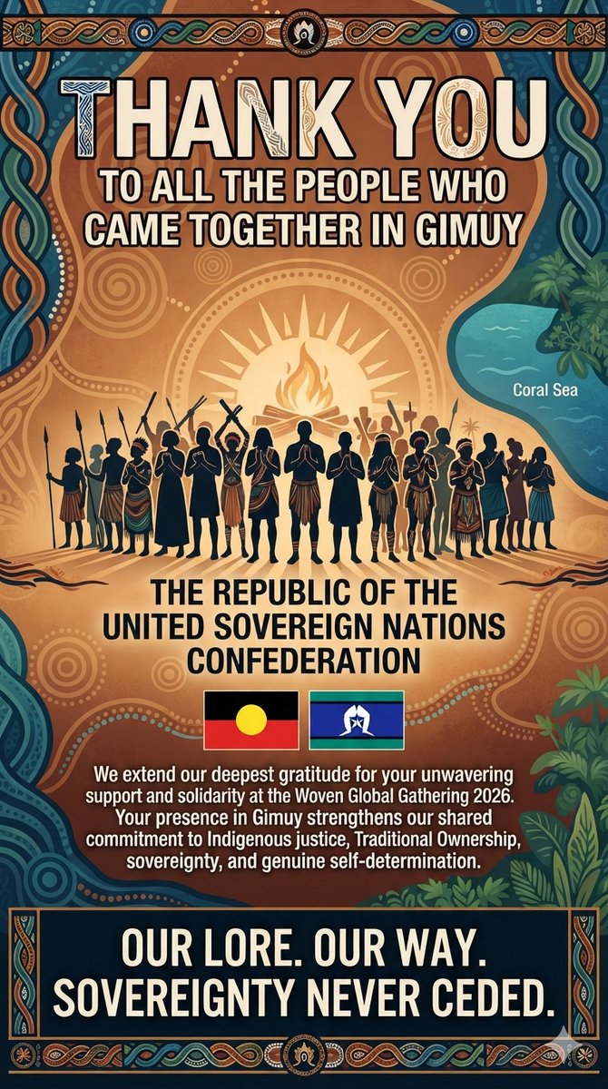 THERUSNC's tweet photo. Dreaming into our Future: Global Indigenous Peoples’ Climate Justice Gathering was held in Gimuy/Cairns from 5–11 September 2026. The inaugural Woven Global Gathering, held in partnership with Common Threads, brought Indigenous Peoples together from around the world. https://t.co/FXZ5VzEAif