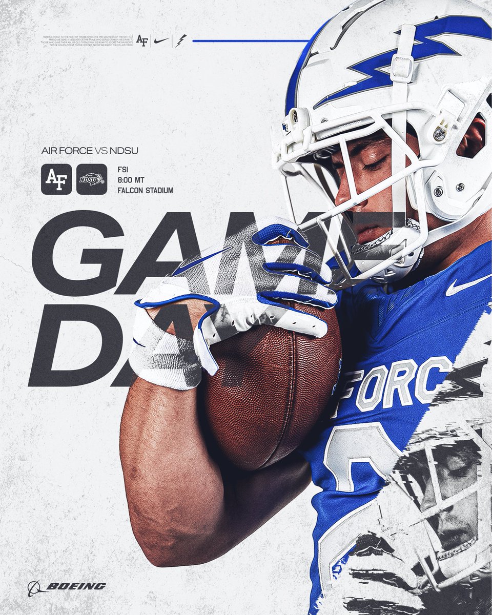 AF_Football's tweet photo. 𝗖𝗟𝗘𝗔𝗥𝗘𝗗 𝗙𝗢𝗥 𝗞𝗜𝗖𝗞𝗢𝗙𝗙 🫡

It’s 𝗚𝗔𝗠𝗘𝗗𝗔𝗬, Falcon Fans! 

#FlyFightWin https://t.co/iQVSy9G1v6