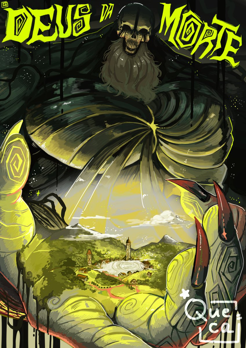 Quecael_'s tweet photo. Tinha feito un tweet falando como o da Elphaba nunca tinha visto a luz do dia mas meio que ainda bem porque por conta disso eu usei a paleta no desenho do Deus da Morte, vulgo meu maior hit meu maior fecho meu maior babado https://t.co/8tcAMYle54