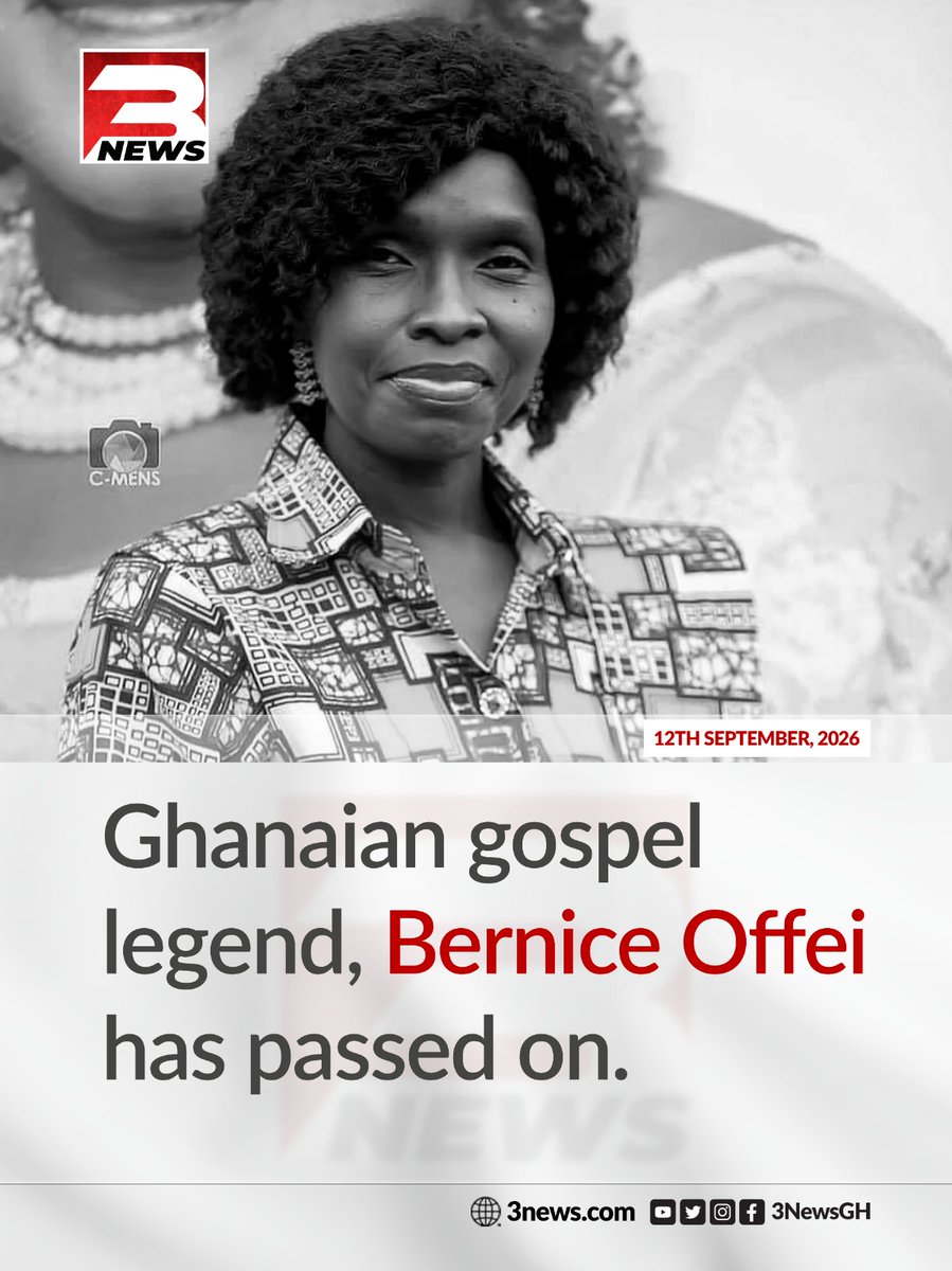 tv3_ghana's tweet photo. Bernice Offei leaves behind a remarkable legacy as a gospel musician, songwriter, and professional banker. Throughout her career, she recorded six studio albums, with her sixth album, Life (2007), earning her two major honours at the 2009 Ghana Music Awards: Best Female Vocal Performance and Songwriter of the Year.

Beyond music, Bernice was a professional banker who spent years with Standard Chartered Bank. She held an MPhil in Crop Science from the University of Ghana and an MSc in Information Technology from a university in the United Kingdom.

She was briefly reported missing on September 1, 2026, after she was last seen in Accra. Thankfully, within 24 hours, her family and the authorities confirmed that she had been found safe and sound.

#3NewsGH #TV3GH