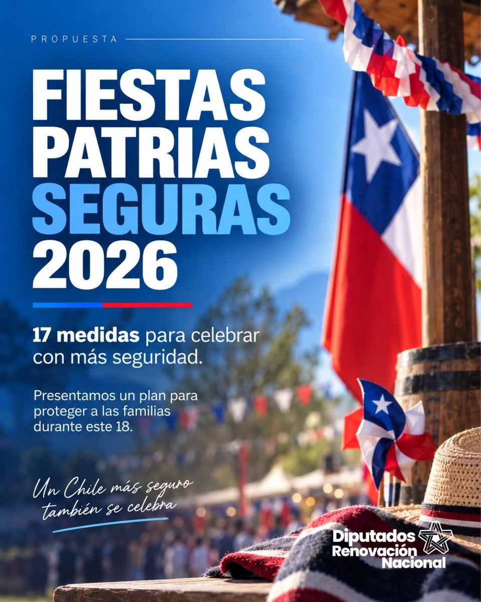 DiputadosRN's tweet photo. 🇨🇱 Queremos unas Fiestas Patrias para celebrar con tranquilidad y seguridad.

Presentamos  un plan con 17 medidas para reforzar la seguridad durante este 18, protegiendo a las familias dentro y fuera de las fondas.

#FiestasPatrias #FiestasPatriasSeguras #DiputadosRN https://t.co/sHD426nZQo