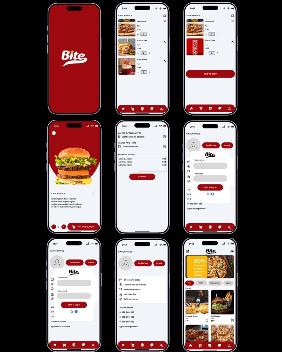 Cos_milla's tweet photo. Day 9/30 OF UIUX DESIGN
“Bite is a food ordering and delivery mobile application designed to provide users with a simple and convenient way to discover meals, manage their orders, save favourites, access discounts, and have food delivered to their doorstep.”
#pdu #uiux https://t.co/ibXKel25C6