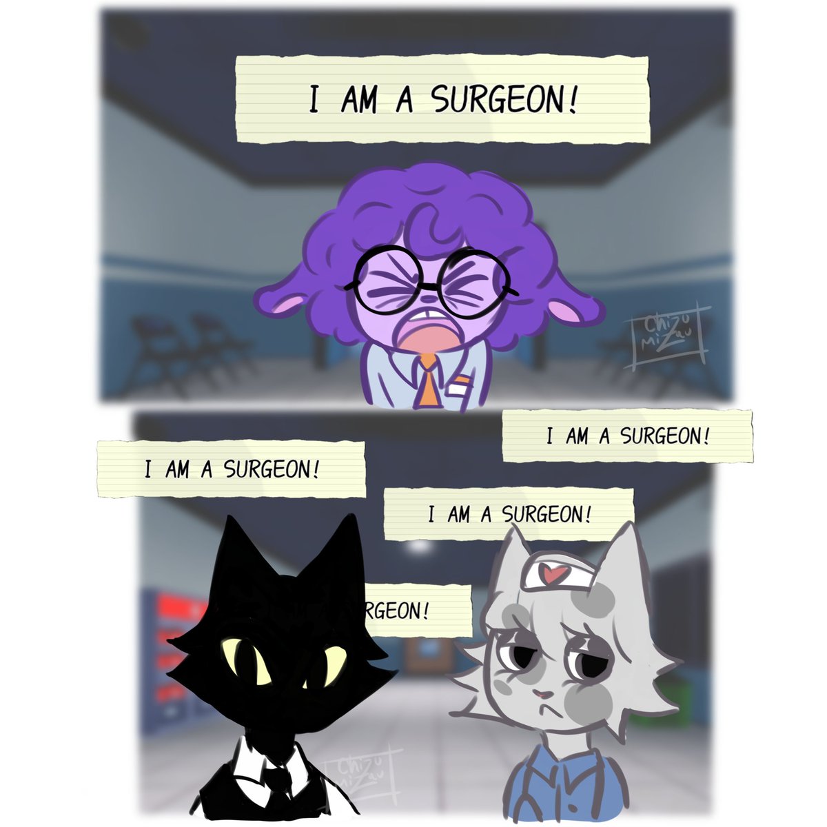 is_miau's tweet photo. Secret Agent + Meme 🏥 🐈‍⬛ 
#fanart #robloxgame #animalhospitalfanart #art #furryart https://t.co/EPuQCuxkxF