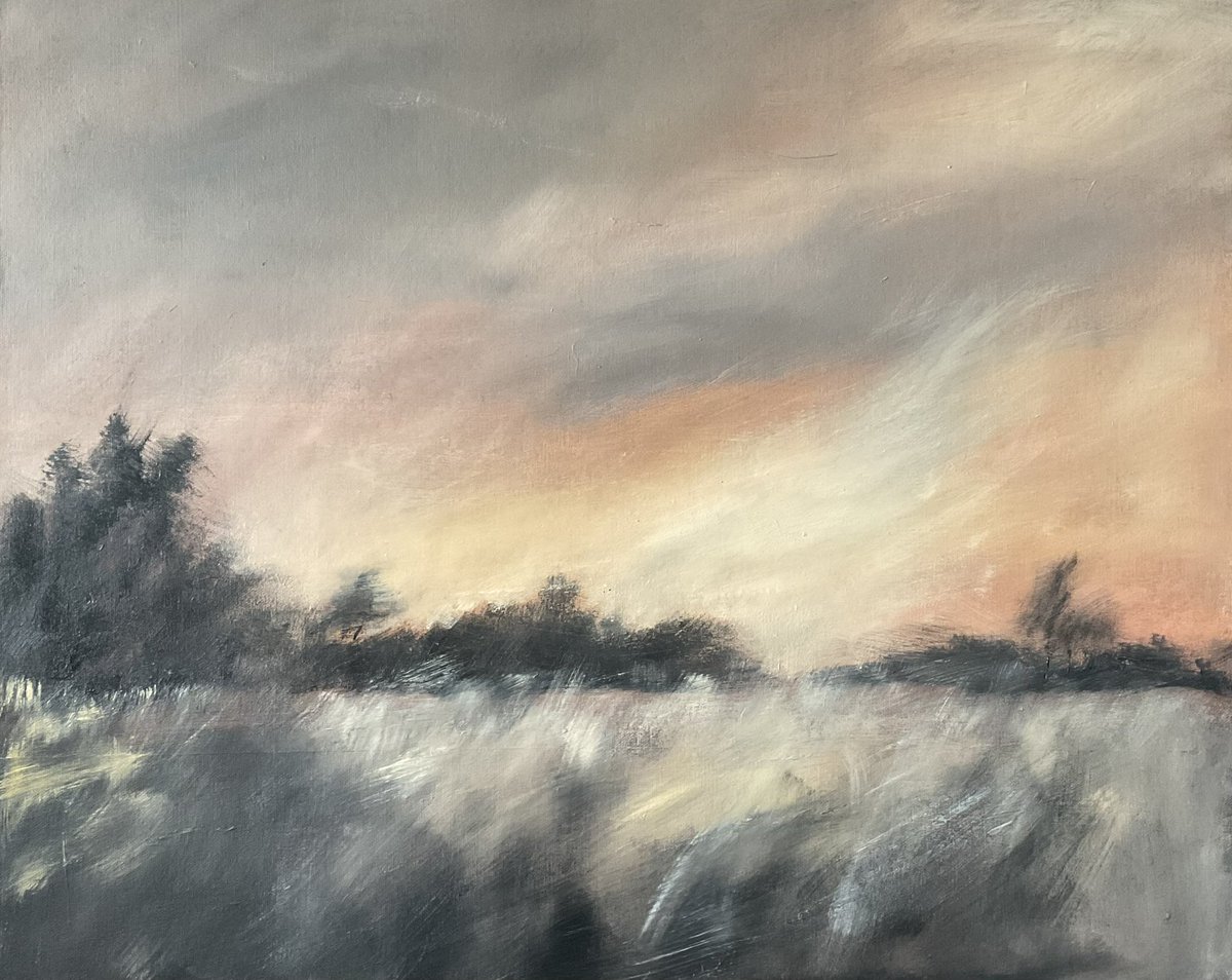 FlosArt's tweet photo. Sometimes half an hour with a big brush and a limited palette works out better than labouring for hours.
I paint this corner of the field all the time, and every time it’s different.

Acrylic on canvas board. https://t.co/g1lMJE1J9Z