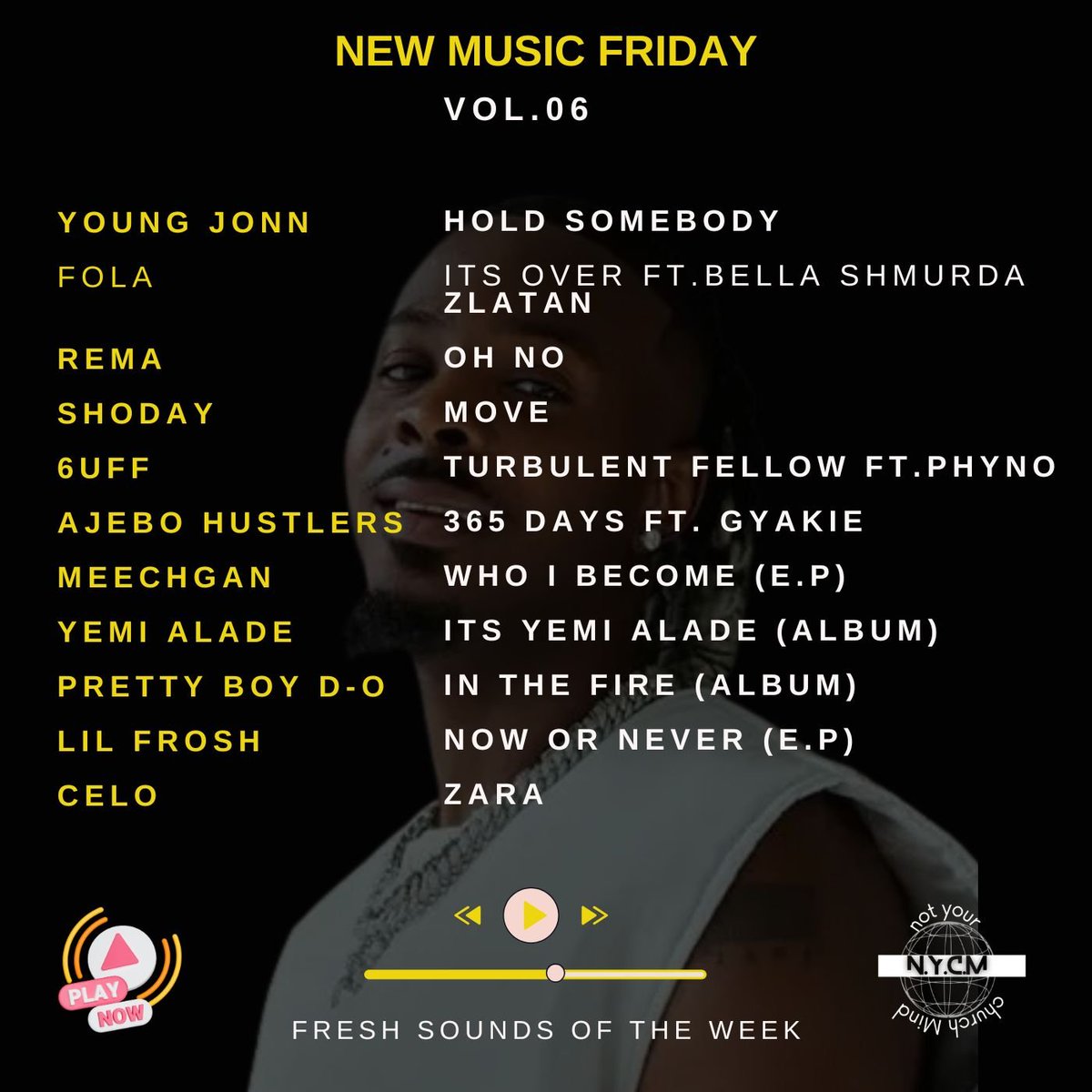 nychurchmind's tweet photo. NYCM New Music Friday 🌟
New Music. New Energy 🔋
Volume 06 ✨

Face of Playlist: @YoungJonn https://t.co/MRa5wZitS8