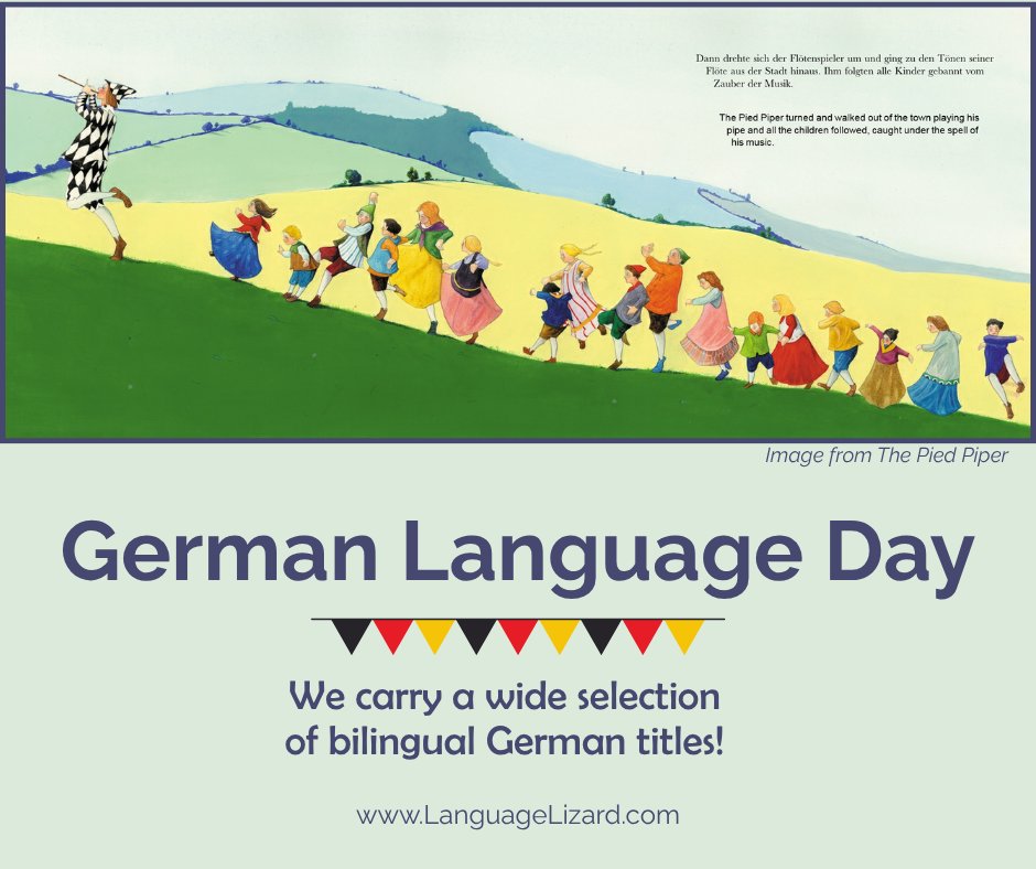 LanguageLizard's tweet photo. Happy #GermanLanguageDay! 🇩🇪 Raise bilingual readers with our collection of German-English children's books. Perfect for language learners and multicultural families! Explore our stories today at https://t.co/jcFgyaPErx!

#Germanforkids #bilingualkids #bilingualbooks https://t.co/nlvJxOuwdS