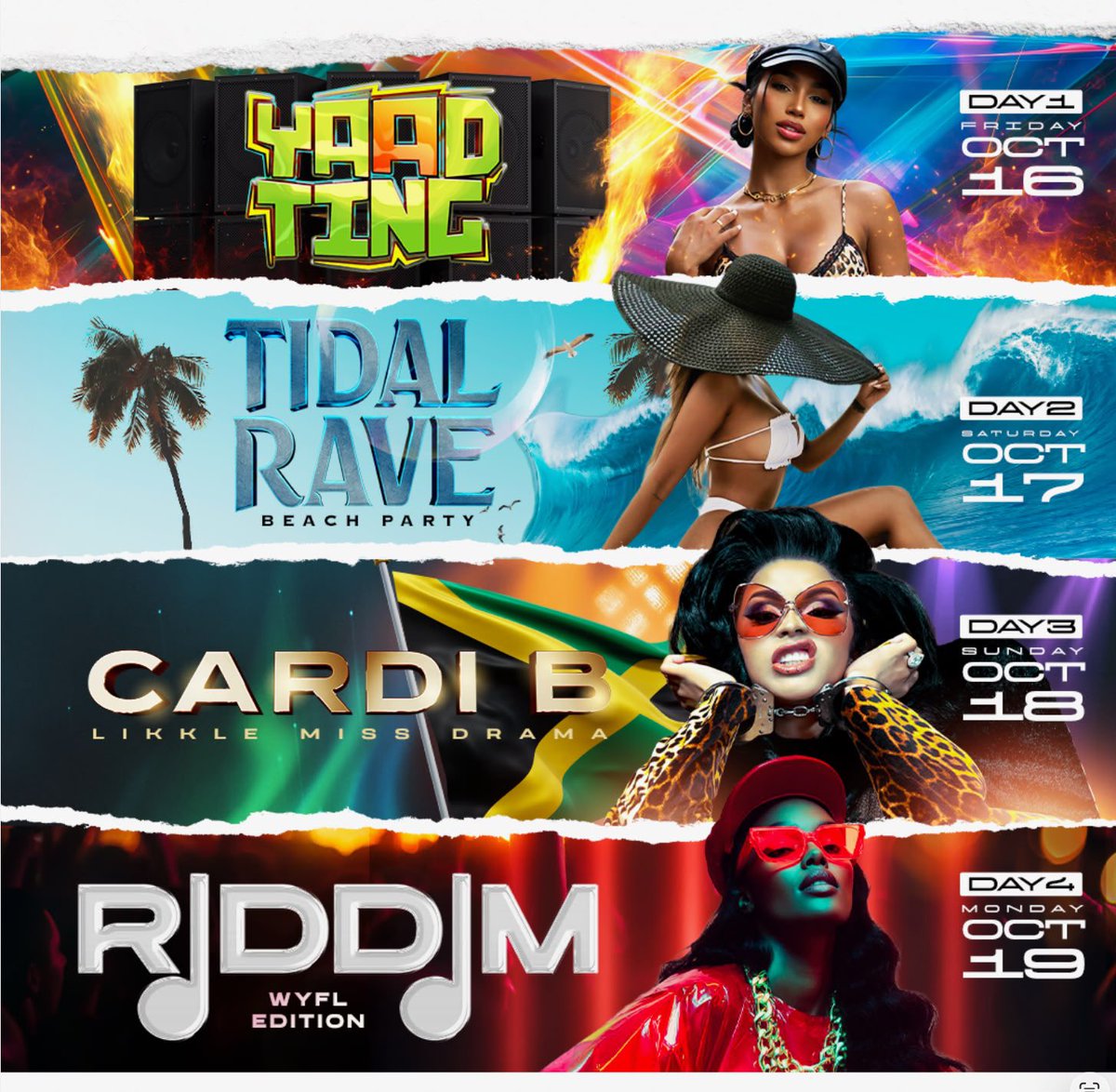 Raggahmufinzent's tweet photo. This ‘Heroes Weekend’ gonna be lit in #KINGSTON JAMAICA #BELIEVE🔥 #CardiB (National Stadium) #RIDDIM #YaadTing #TidalWave (Beach Party) https://t.co/cnbVWVjqKb