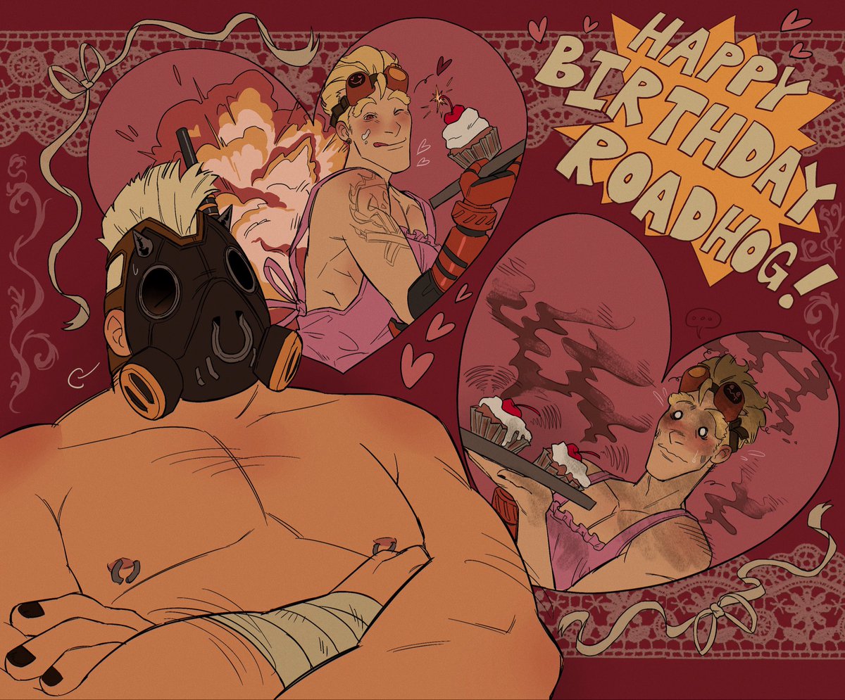 k2eaqt's tweet photo. 늦었지만 생일 축하해~🐷🎉
#roadhog  #junkrat https://t.co/T0hsM4woCl