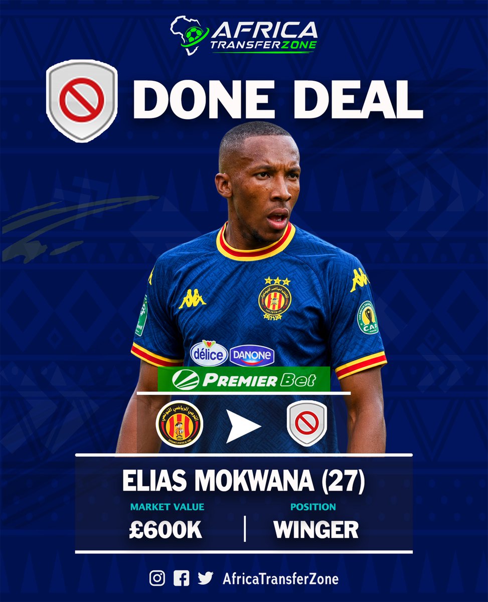 Africatranszone's tweet photo. 𝐇𝐞𝐫𝐞 𝐰𝐞 𝐠𝐨 : Espérance de Tunis have terminated the contract of South African winger Elias Mokwana by mutual agreement.

The decision brings an end to Mokwana’s spell with the Tunisian giants, as both parties have agreed to part ways.

Mokwana is now a free agent and will assess his options ahead of the next chapter of his career. 

Powered by @premierbettz 

#Africatransferzone #africanfootball #africatransfer #áfrica