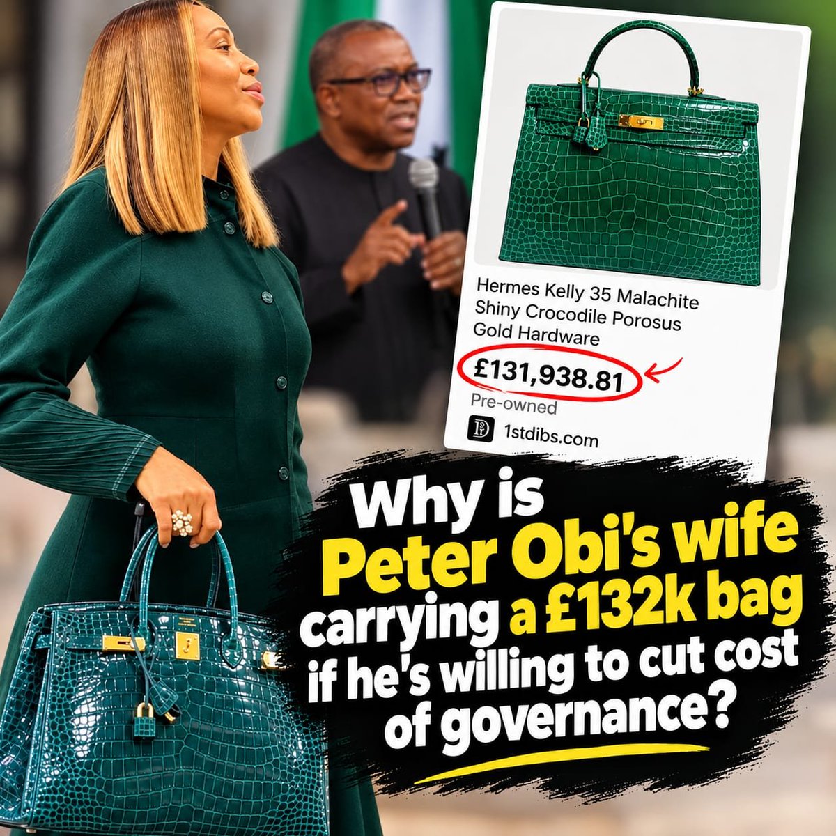 Bayo_Bilisi's tweet photo. The person that promised to cut down the cost of governance, his wife is rocking 237 million naira bag.

Imagine if they did this to a state in Nigeria, what will they do to our Foreign Reserve? https://t.co/hTKKg5sfEW