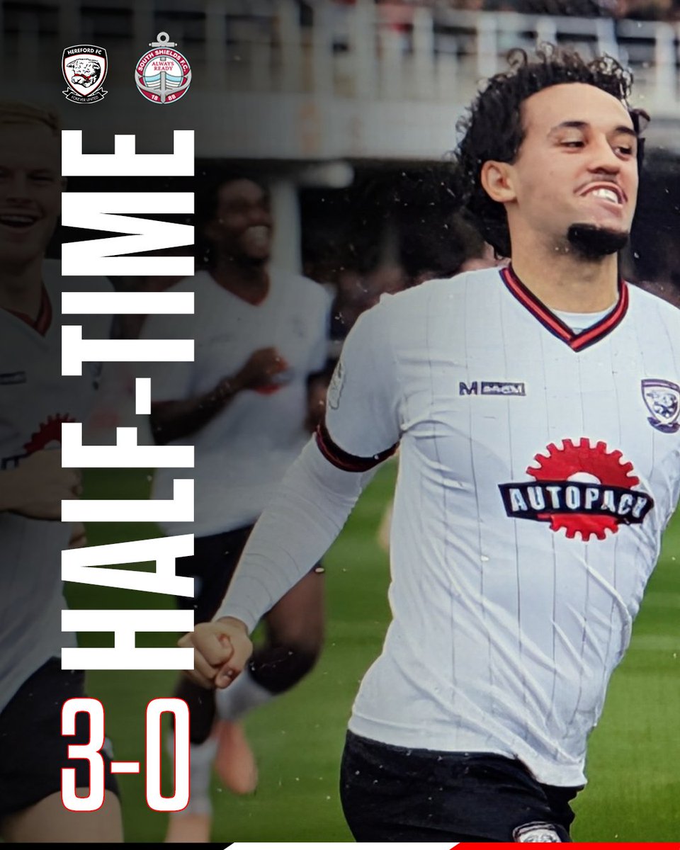 HerefordFC's tweet photo. HALF-TIME | We've had worse first halves

⚪ HER 3-0 SOU 🔵
#COYW 🐮 https://t.co/JQL7id8nD0