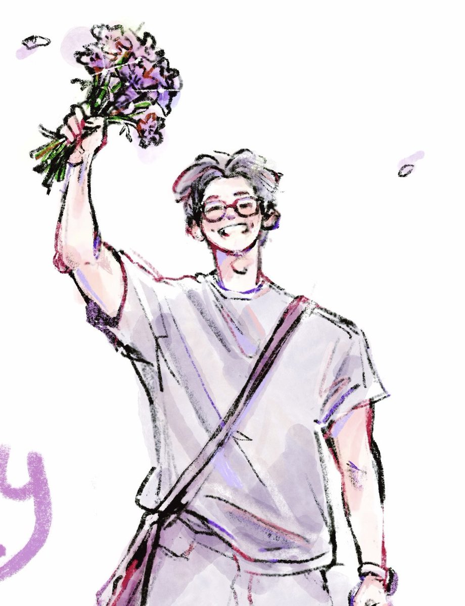 BBBANG_BTS's tweet photo. He is bringing you flowers 😉💜 https://t.co/YkCEBjJjLc