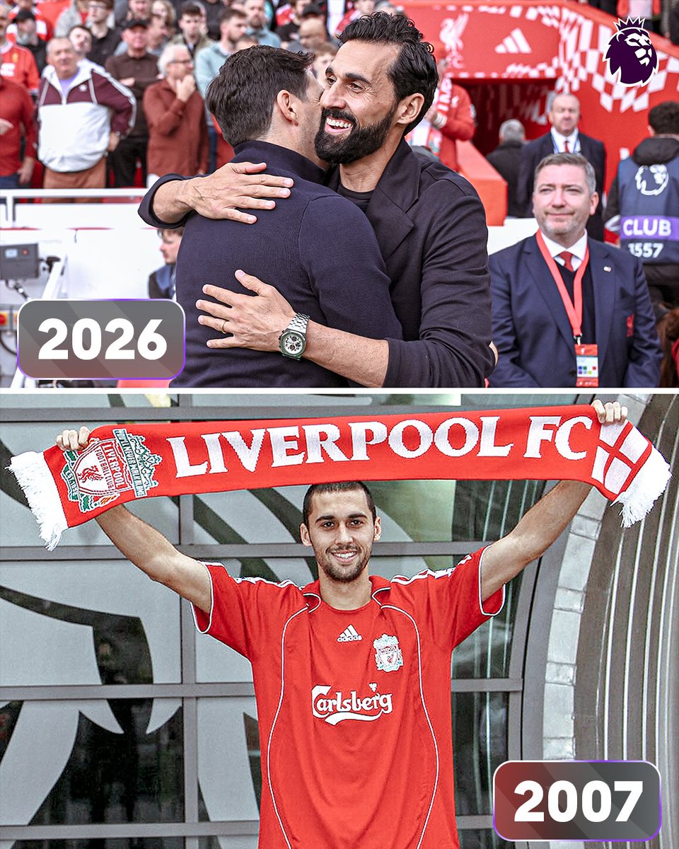 premierleague's tweet photo. Alvaro Arbeloa is back at Anfield ❤️

Nearly 20 years after playing for the Reds, he returns as Fulham Head Coach 👔 https://t.co/x7iKjJCiRd