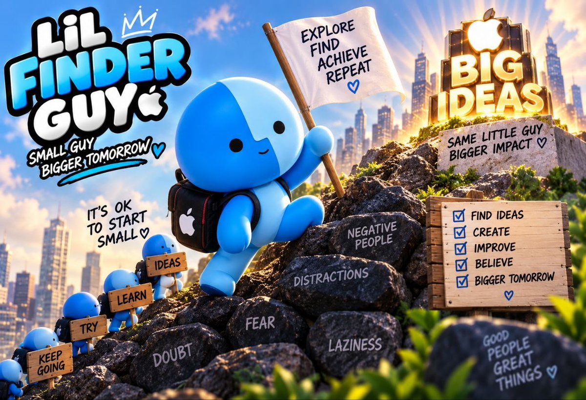 littlefinderguy's tweet photo. Small Guy, Bigger Tomorrow. 💙
Climb over fear, doubt &amp; distractions.

Hold $LIL, earn $AAPL rewards + fee share. https://t.co/KmVCoh3Axk