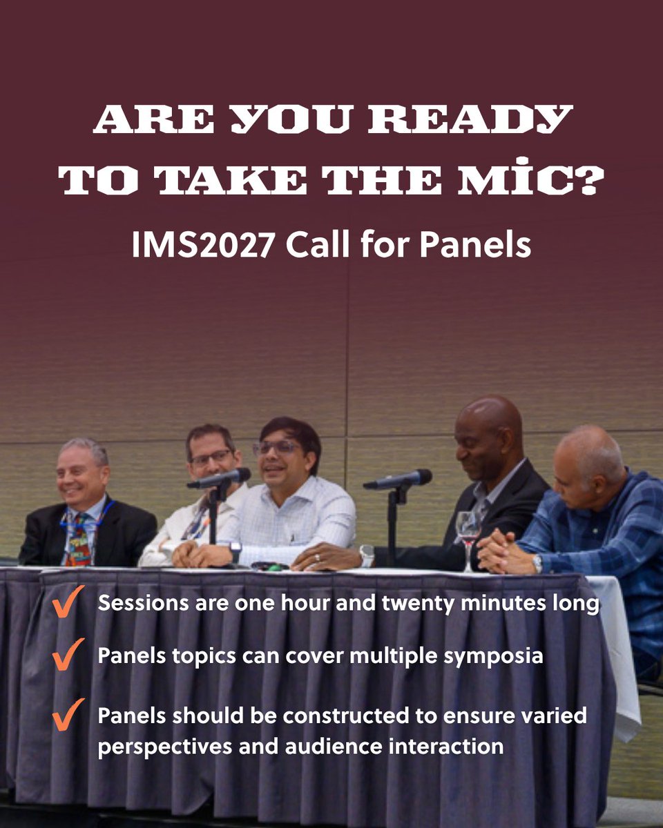MTT_IMS's tweet photo. Great panels don't just inform, they get the room talking. #IMS2027 is seeking proposals that cover new technology, community trends, and professional development across multiple symposia.

Deadline: 14 September 2026

https://t.co/CXZuXmjvjR

#RF #Microwave https://t.co/EmyoSQuChy