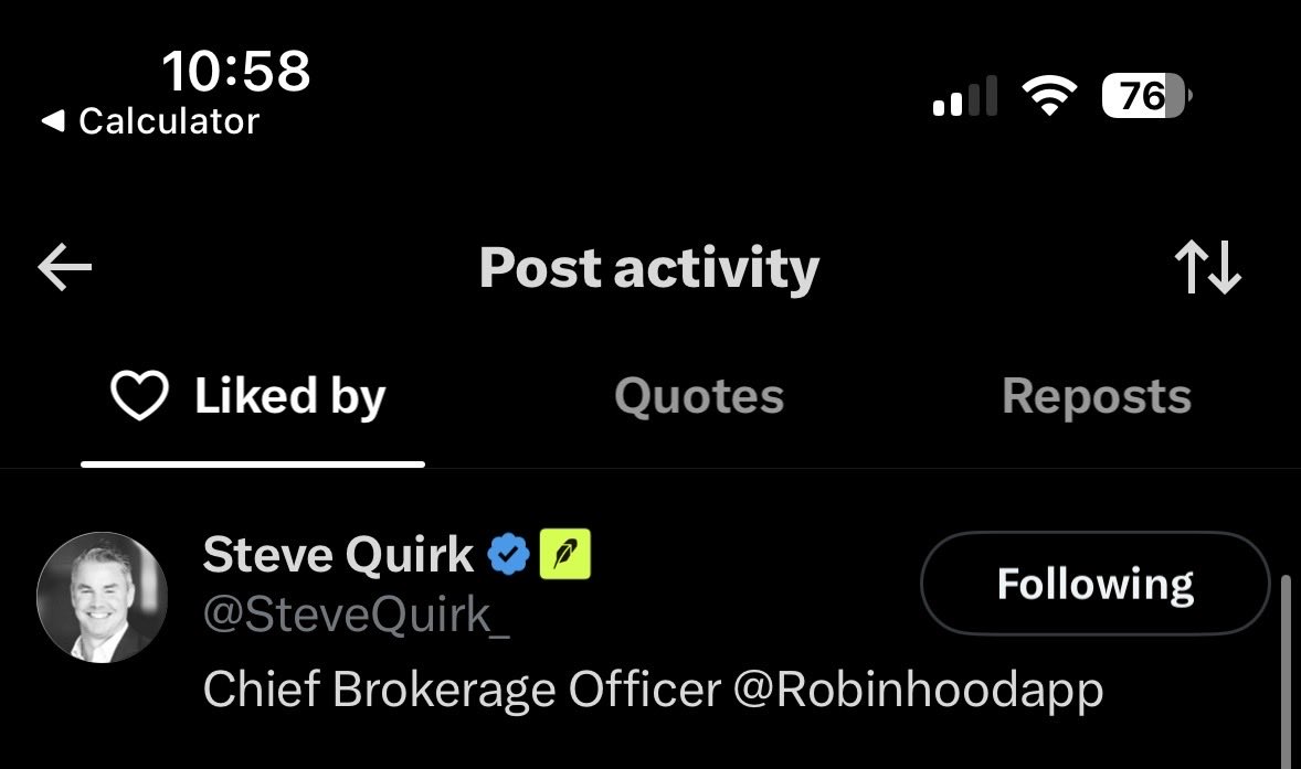Richard_Levio's tweet photo. Robinhood employee liked this post!! https://t.co/wG3Pb7K8rv