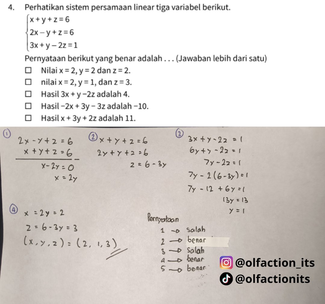 OlfactionITS's tweet photo. @beaglestude Oke guys, aku coba bahas soal di atas yaa. Kurang lebih cara ngerjainnya seperti ini. Kalau masih ada yang bingung atau mau belajar lebih lanjut, bisa cek pinned post di profilku ya! https://t.co/aodW6Hn3PD