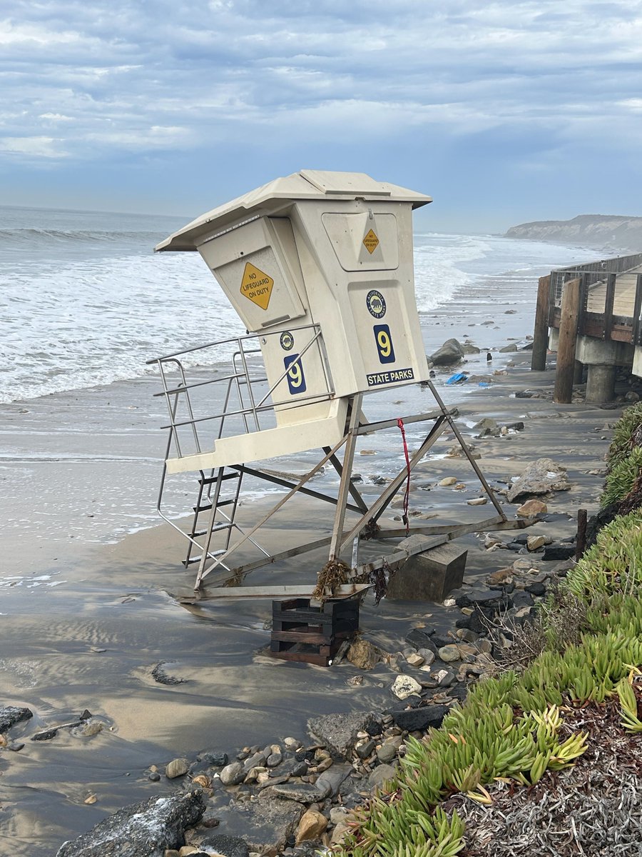 Crystal Cove State Park Lifeguard Tower Damaged After Storm Surge