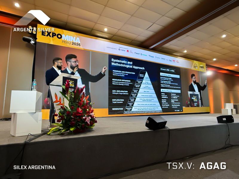 argentasilverag's tweet photo. Photos from CEO Joaquin Marias' presentation at the Mining Investment Americas forum, part of @Expomina Perú 2026, sharing El Quevar's story with investors from across the region. 

📈 TSXV: AGAG | OTCQX: AGAGF
#Argenta #ArgentaSilver #AGAGF #AGAG #silver #silvermine #PureSilver #SilverDiscoveries #SilverStocks