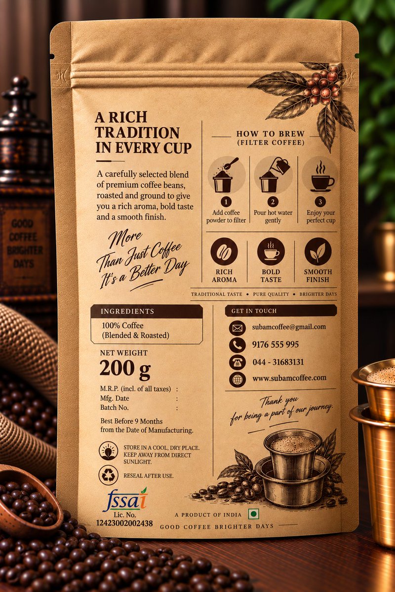 SubamCoffee's tweet photo. SUBAM X BLEND — 100% PURE COFFEE

A timeless South Indian tradition, crafted for your home.
 Rich Aroma | Bold Taste | Smooth Finish
Experience the authentic taste of traditional filter coffee in every cup.
SUBAM Coffee — GOOD COFFEE • BRIGHTER DAYS
#SubamCoffee #Subamxblend https://t.co/6iPlnqRq96