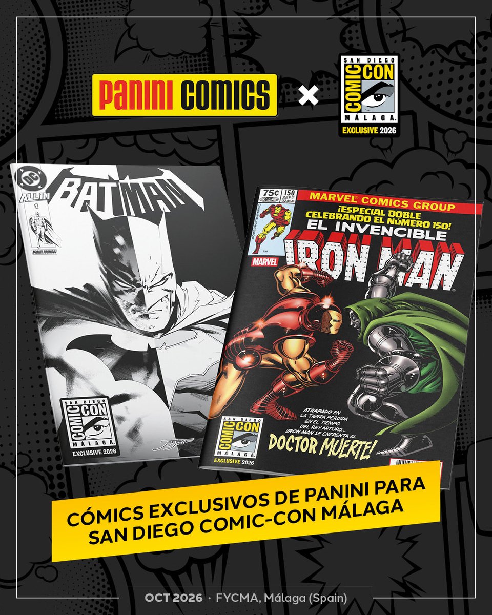 comicconmalaga's tweet photo. 🇪🇸 Notición para la SDCC Málaga 2026! @PaniniComicsEsp trae 3 cómics exclusivos con variantes únicas para el evento:
🦇 Batman con portada exclusiva de @JorgeJimenezArt
⚡️ Iron Man en edición especial de @JrRomita
💛 Jay y Bob el silencioso (Jays del futuro pasado) de @ThatKevinSmith y Giuseppe Camuncoli en formato Blank Cover, ¡ideal para personalizarla con tu boceto o firma!

🇬🇧 Panini is bringing 3 exclusive comics with unique variant covers for the event:
🦇 Batman featuring an exclusive cover by Jorge Jiménez.
⚡️ Iron Man special edition by John Romita Jr.
💛 Jay & Silent Bob: Jays of Future Past by Kevin Smith and Giuseppe Camuncoli, featuring an exclusive Blank Cover, ideal for taking home a personalized souvenir!