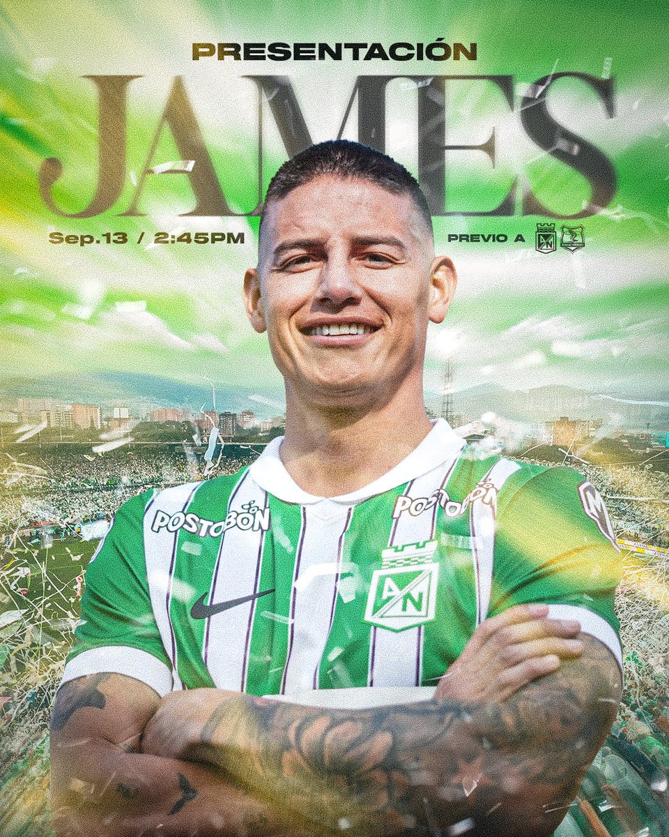 nacionaloficial's tweet photo. ¡Mañana viviremos un día histórico en casa!

El Atanasio nos espera para recibir al gran @jamesdrodriguez 

Quedan pocas horas para asegurar tu lugar. Abónate y sé parte de esta fiesta o adquiere tu boleta en https://t.co/POep1iYXfB

Y llega con la camiseta puesta: por la compra de tu camiseta en Tienda Verde, el estampado de nombre y número es gratis. Ya disponible también para envíos internacionales.

¡Nos vemos!

#VamosTodosJuntos