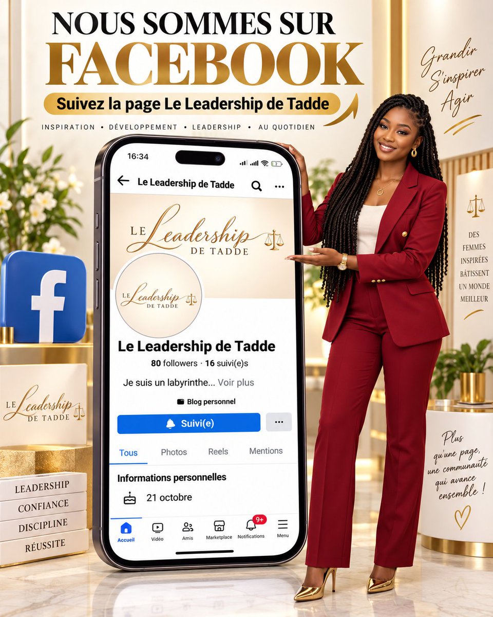 FediCongo_'s tweet photo. POUR LA TOUTE PREMIÈRE FOIS SUR FACEBOOK !

Le Leadership de Tadde ouvre officiellement son propre compte Facebook. 

Suivez mon compte Le Leadership de Tadde pour découvrir mon univers.
Lien : https://t.co/7sKwrK05Eg

#LeLeadershipDeTadde 
#BlogPersonnel https://t.co/G1IHM0L0U5