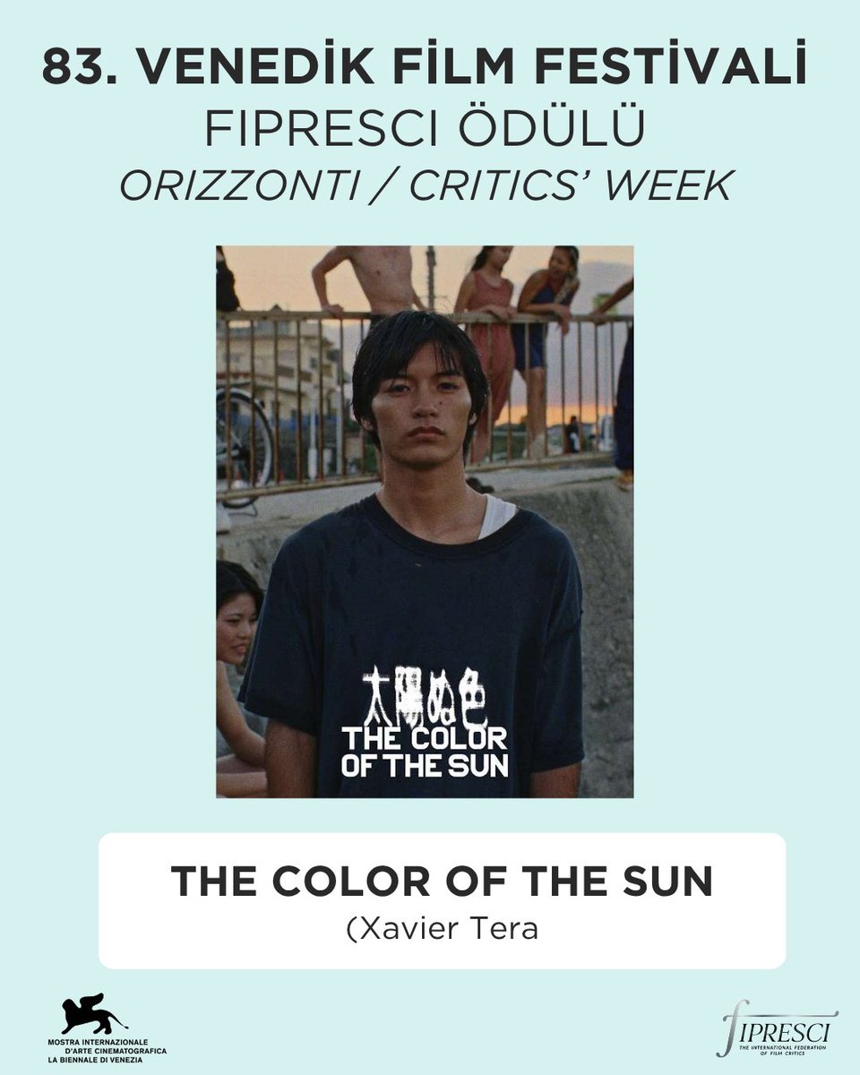 Siyad_'s tweet photo. 🦁 83.⁠ ⁠Venedik Film Festivali'nde, aralarında SİYAD’ı temsilen Berke Göl'ün de yer aldığı FIPRESCI jürisi Ana Yarışma'da Lee Chang-dong'un “Possible Love ”, Orizzonti/Critics' Week bölümlerinden ise Xavier Tera'nın “The Color of the Sun” filmlerini ödüllendirdi. https://t.co/hR67DnRzAj