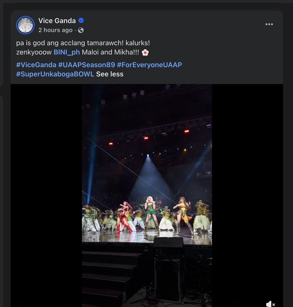 bini_writes's tweet photo. Vice Ganda posted the BINI Mikhaloi performance collab on FB. 

"pa is god ang acclang tamarawch! kalurks!
zenkyooow BINI_ph Maloi and Mikha!!! 🌸"

MIKHALOI OPENS UAAP89  
#BINIForEveryoneUAAP #UAAPSeason89 https://t.co/efCSyRB3PH