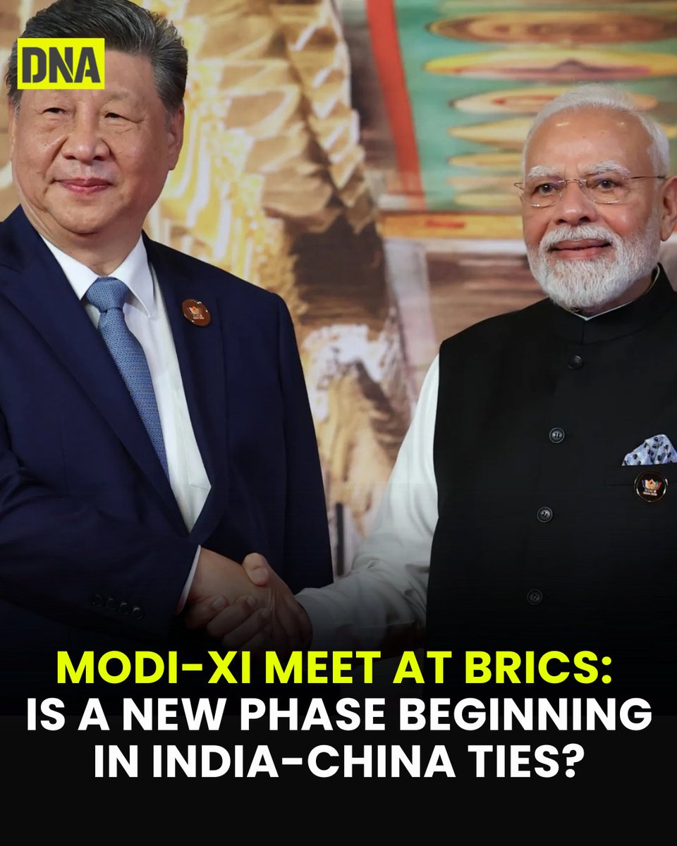 dna's tweet photo. The Modi-Xi meeting at the BRICS Summit comes at a time when India and China are trying to improve ties after years of tensions since the 2020 Galwan Valley clash.
Read here: https://t.co/DtrDwStmWm
#DNAUpdates #BRICS2026 #ModiXiMeet #IndiaChina #BharatMandapam #Geopolitics https://t.co/YbS83Wh5I6