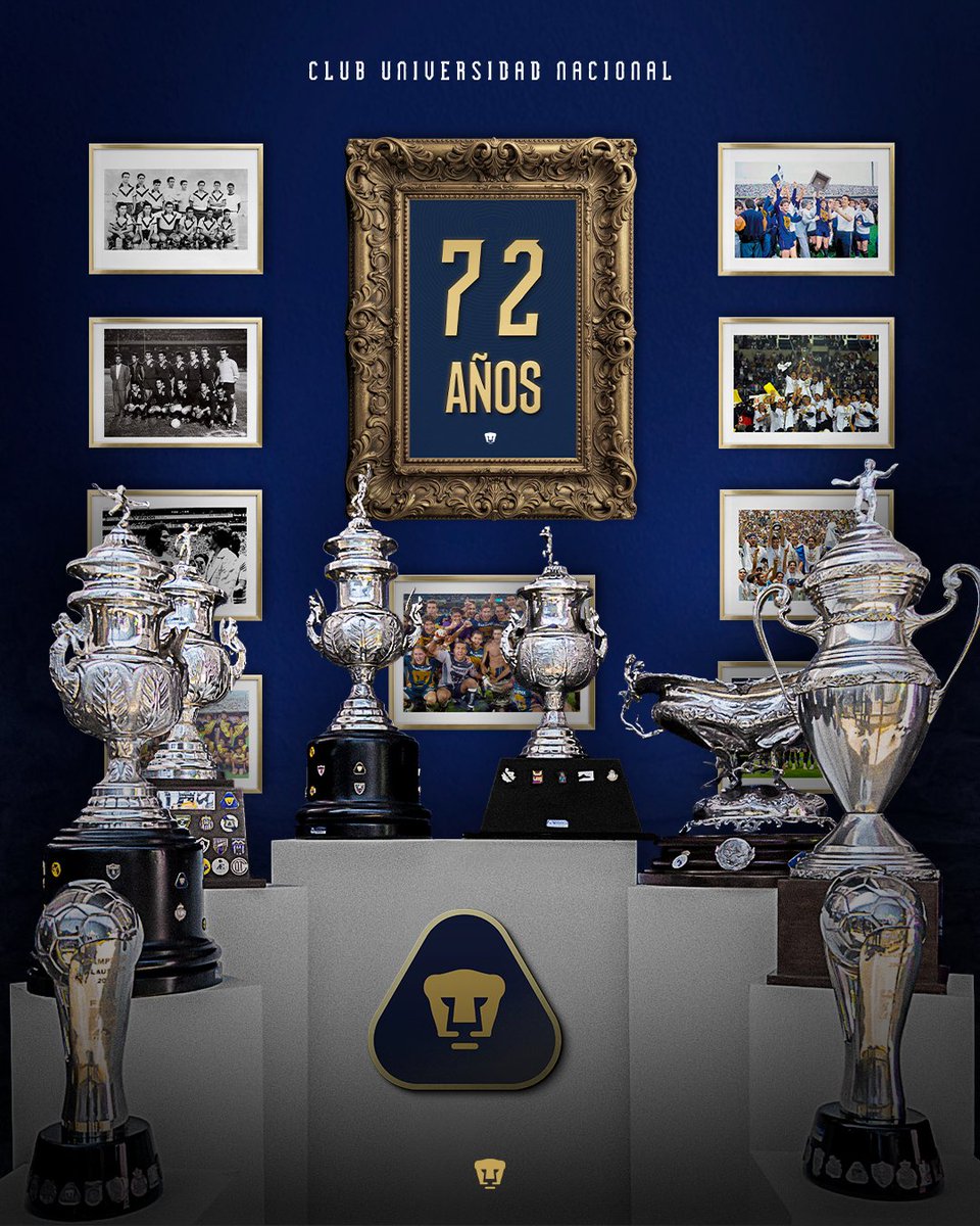 PumasMX's tweet photo. 📜 7️⃣2️⃣ años forjando una historia de gloria, honor, garra, tradición y espíritu universitario 🏆

#SiemprePumas https://t.co/fwbQg936Rn