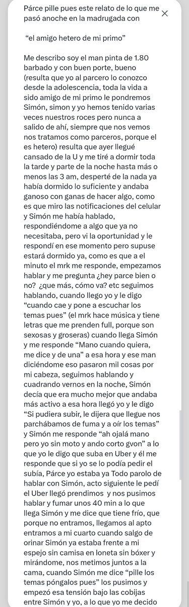 RelatosMedellin's tweet photo. "El amigo hetero de mi primo" 🔥

Envíen sus relatos al DM.

#MorboMedellín #CruisingMedellín #Relatosgay
#Exhibicionismogay #VoyeurMedellín #PajerosMedellín https://t.co/ftOKDezLYz