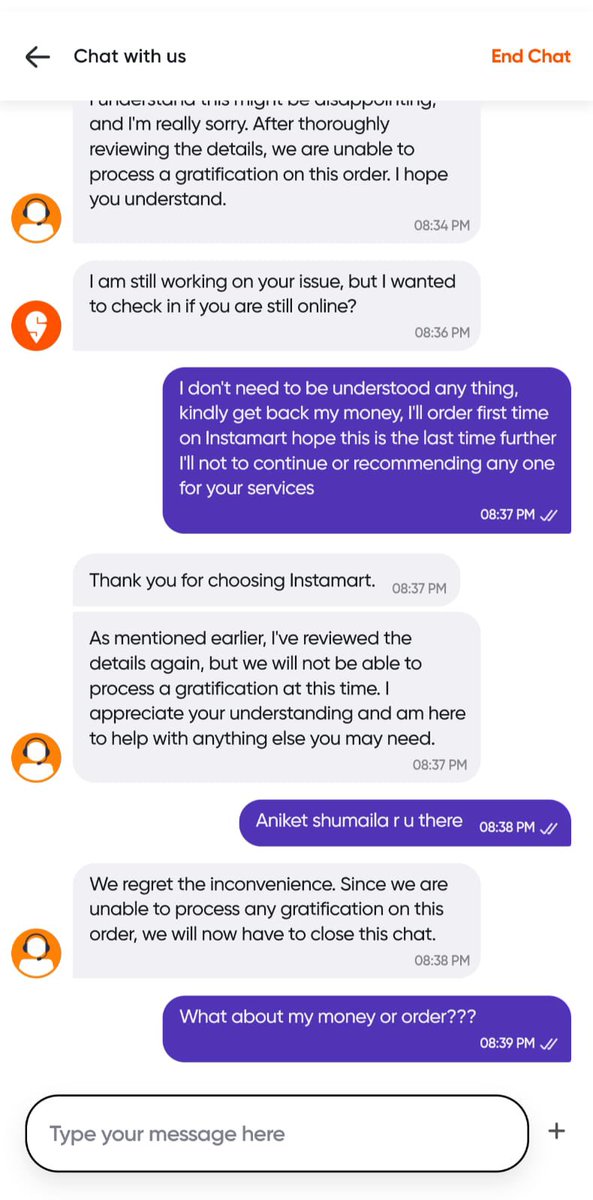 sarfaraz44's tweet photo. @instamart_it @Swiggy @SwiggyCares @instamart_it I’ll be ordered groceries first time from #instamart @instamart_it paid online bill I’ll didn’t receive my order got massage your order delivered, delivery partners not received my call after multiple attempts no one helping out me https://t.co/vDXR3lkGCV