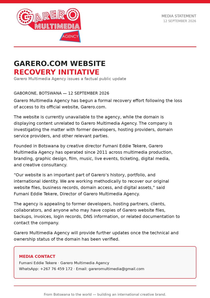 Garero's tweet photo. https://t.co/lzDtLCoYdp recovery initiative
FOR EMMEDIATE RELEASE https://t.co/SlhtojQAAc
