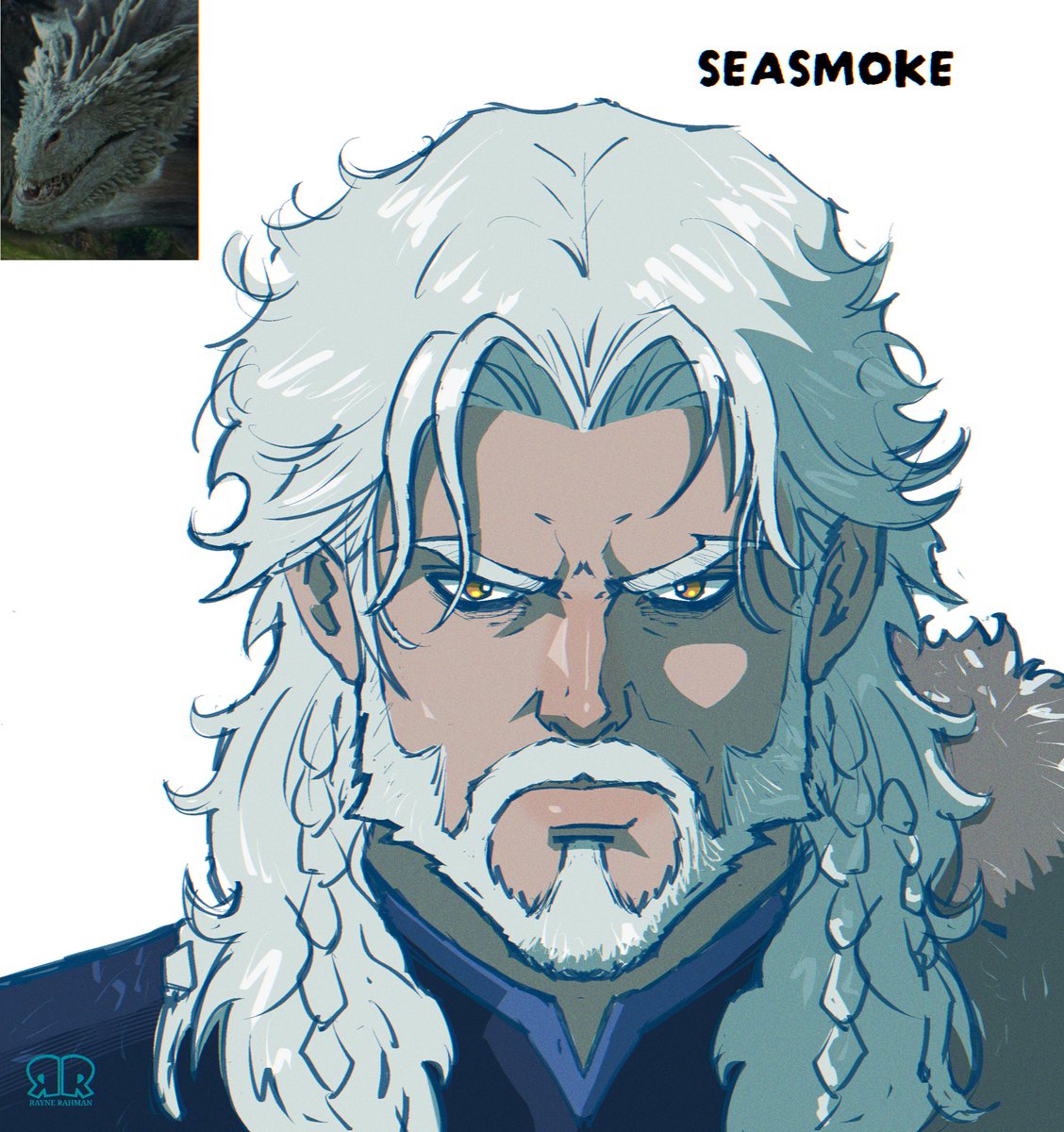 RayneRahman's tweet photo. Wight Viserion, Seasmoke &amp; Tessarion as HUMANS. https://t.co/tnAIMRal6T