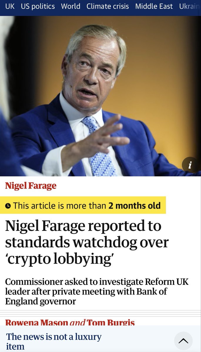 King0243_PJC's tweet photo. 🚨 BRITISH DEMOCRACY IS DEAD. 🚨

Nigel Farage didn’t just pocket an undeclared £5M cash "gift" from crypto tycoon Christopher Harborne. 

He literally marched into the Bank of England to lobby the Governor against stablecoin limits that would hurt Harborne's business!

Now Harborne drops a record £36,000,000 into Reform's war chest.
This isn't a political party, it's a corporate coup. 

Nigel Farage is a cheap asset being used to auction off our country to offshore oligarchs. 

Why isn't there a criminal investigation into this blatant corruption?! 

WE ARE DOOMED. #ReformUK #DemocracyForSale