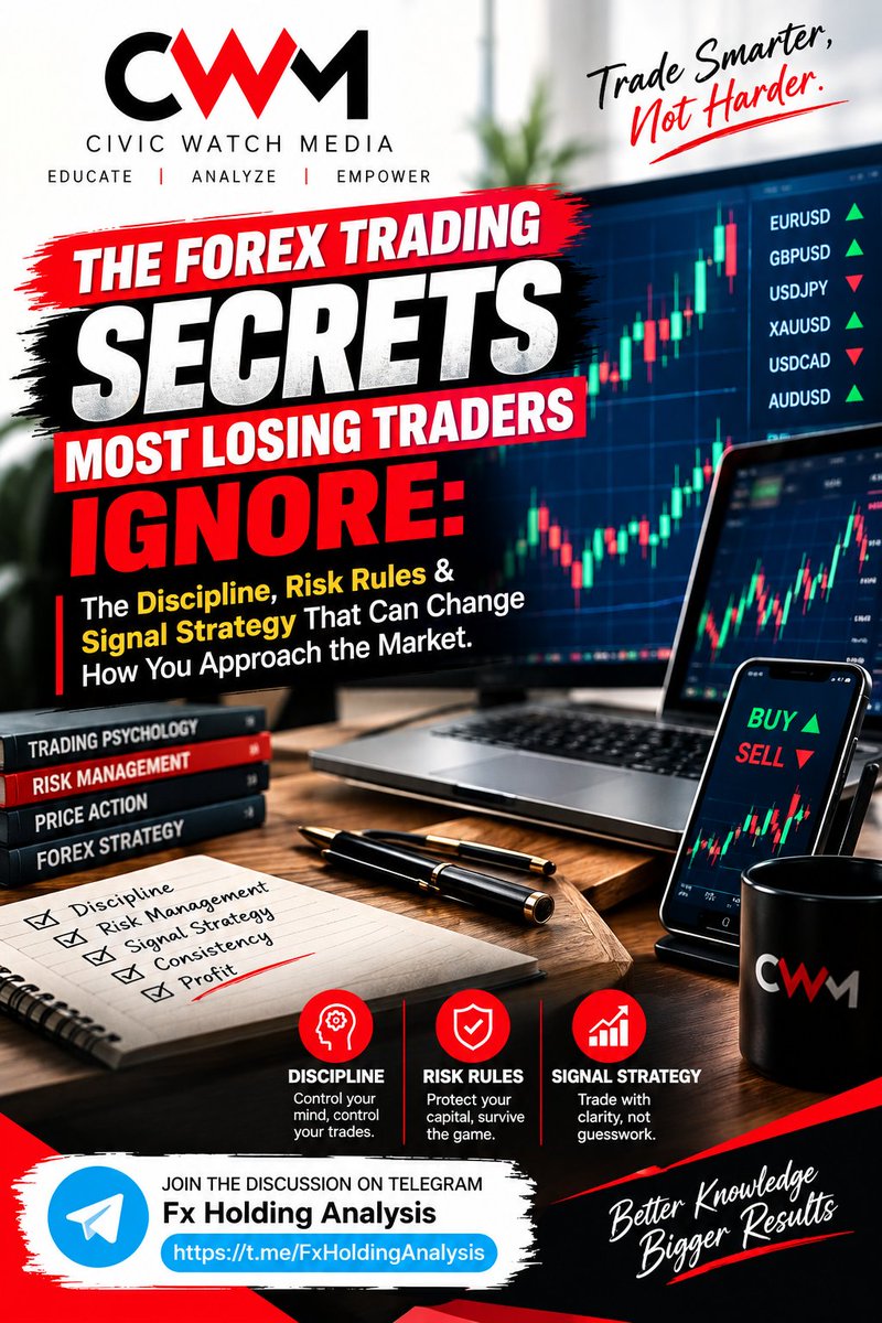 CivicWatchMedia's tweet photo. THE FOREX TRADING SECRETS MOST LOSING TRADERS IGNORE: The Discipline, Risk Rules &amp; Signal Strategy That Can Change How You Approach the Market. https://t.co/IIO1PZKNGf https://t.co/cyqIS9mjOh