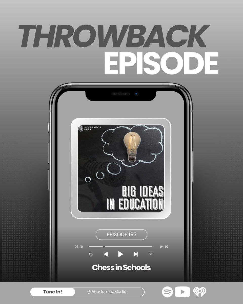 AcademicaMedia's tweet photo. Chess belongs in the classroom. Tune in to throwback episode 193 of #BigIdeasInEducation to learn more about Maurice Ashley, the first Black chess Grandmaster, who advocates for the game to be taught in schools. #chessgame #chessmaster #edweek #throwback #podcast #AcademicaMedia https://t.co/Xx6fcbTqt0