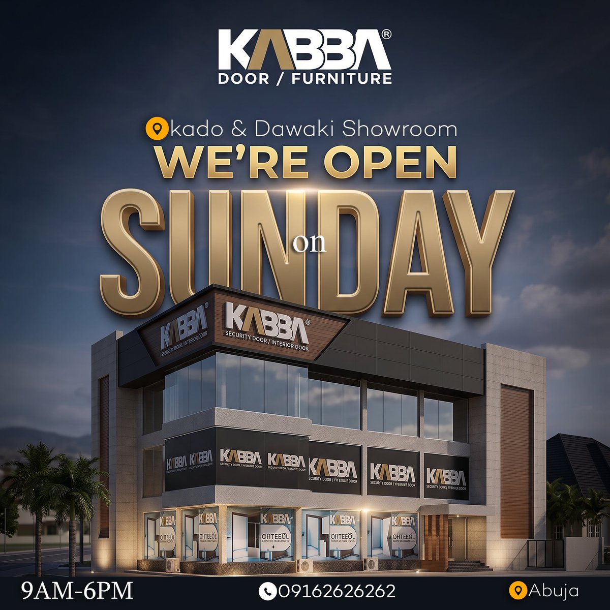 kabbadoor's tweet photo. Visit us
we’re celebrating YOU! 🥳✨
🔥 Enjoy 30% to 40% OFF selected Doors
🎁
🌐 Website: https://t.co/r9goQeYZgh
🏢 Showroom 1: No. 16, PH2 – First Avenue, Kado Abuja
🏢 Showroom 2: dawaki opp.gwarinpa Abuja

#InteriorDoor #SecurityDoor #türkishdoors https://t.co/afxbe7ycxV