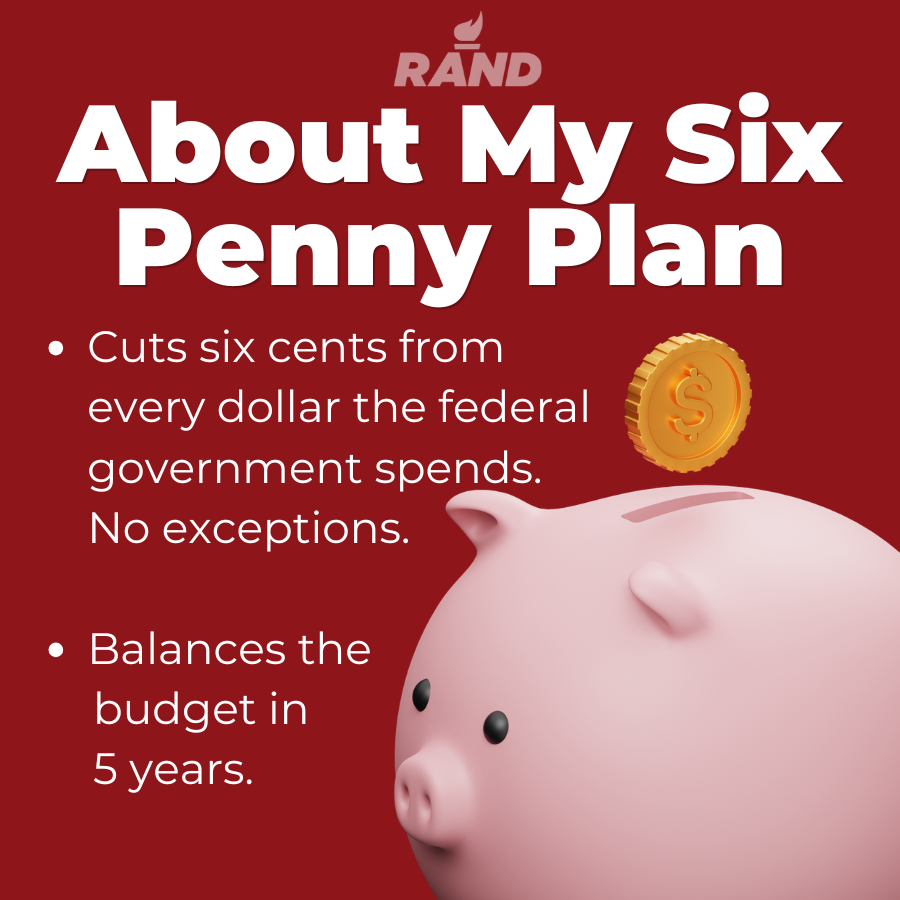 RandPaul's tweet photo. $40 trillion in debt didn’t happen overnight, but we can fix it by making even, across-the-board cuts. That’s exactly what my Six Penny Plan does. https://t.co/XFrvDhnQUm
