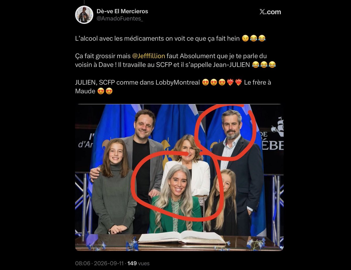 quebekistan's tweet photo. Le chauffeur du RTC derrière "André Ordure live du Paradis" s’en prend à la famille de Maude Mercier Larouche. 

Une ancienne présidente du RTC. 

Comment épelle-t-on "100 watts" chez les volailles? 

Il est 11:30.

*

@jeanjulienmerc https://t.co/qTpfKs32tJ