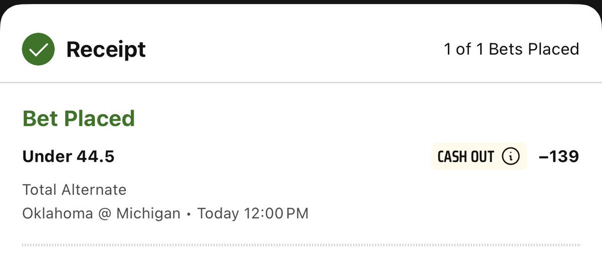 GorkhaBets's tweet photo. ๐ Low Scoring Clash โ๏ธ
๐ Oklahoma/Michigan Under 44.5 (-139)
Oklahoma bs Michigan Total Alt
Two physical defenses in a marquee matchup should keep this one grinding, so I'll take the under and trust the D's to show up.
#CFB #CollegeFootball #Oklahoma #Michigan #GoBlue #Overs #CFBBetting #CollegeFootballPicks #FreePicks #SportsBetting #SportsPicks #GamblingTwitter #BettingTwitter #GorkhaBets
Ayo Gorkhali! โ๏ธ