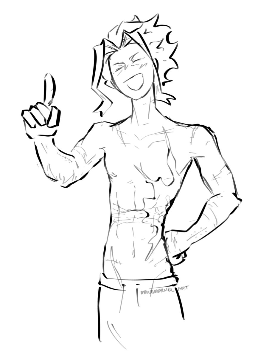stingrachelart's tweet photo. I am feeling so sick today. Take shirtless epilogue Toshi https://t.co/P4aLfdNEKX