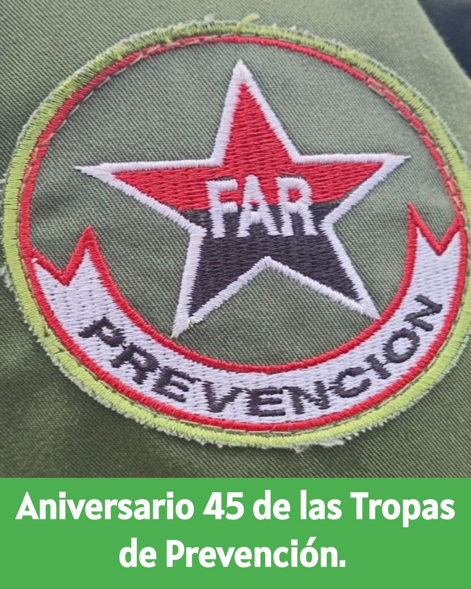 MMarreroCruz's tweet photo. Las Tropas de Prevención de las Fuerzas Armadas Revolucionarias, fundadas por el General de Ejército, han cumplido con disciplina y profesionalidad cada una de las misiones asignadas.
En el contexto de su aniversario 45, nuestro reconocimiento y felicitación.

#LaPatriaSeDefiende https://t.co/fHN9tXafV0