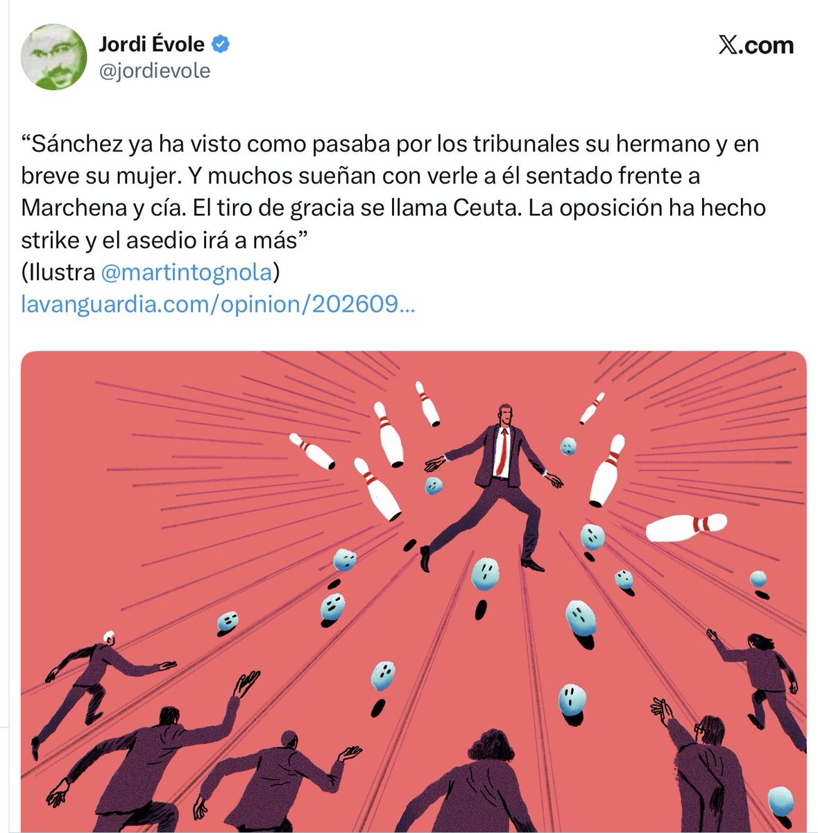 cmgorriaran's tweet photo. Para ÉVOLE, mamporrero gubernamental con vitola de periodista, Ceuta no es una ciudad española real con 80.000 vecinos invadidos, asaltados, asustados por su futuro incierto y quizás tenebroso. No, CEUTA es una conspiración de la malvada derecha contra Sánchez, Dios del Progreso. https://t.co/HXMnCIGGIL